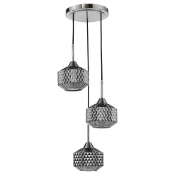 Fabrienne 3 Light Nickel & Smoked Glass Multidrop Ceiling Pendant