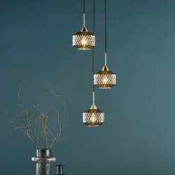 Fabrienne 3 Light Nickel & Smoked Glass Multidrop Ceiling Pendant