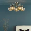 Fabrienne 5 Light Nickel & Smoked Glass Semi Flush Ceiling Light