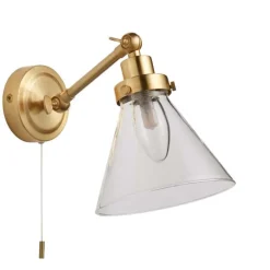 Faraday Satin Brass IP44 Wall Light