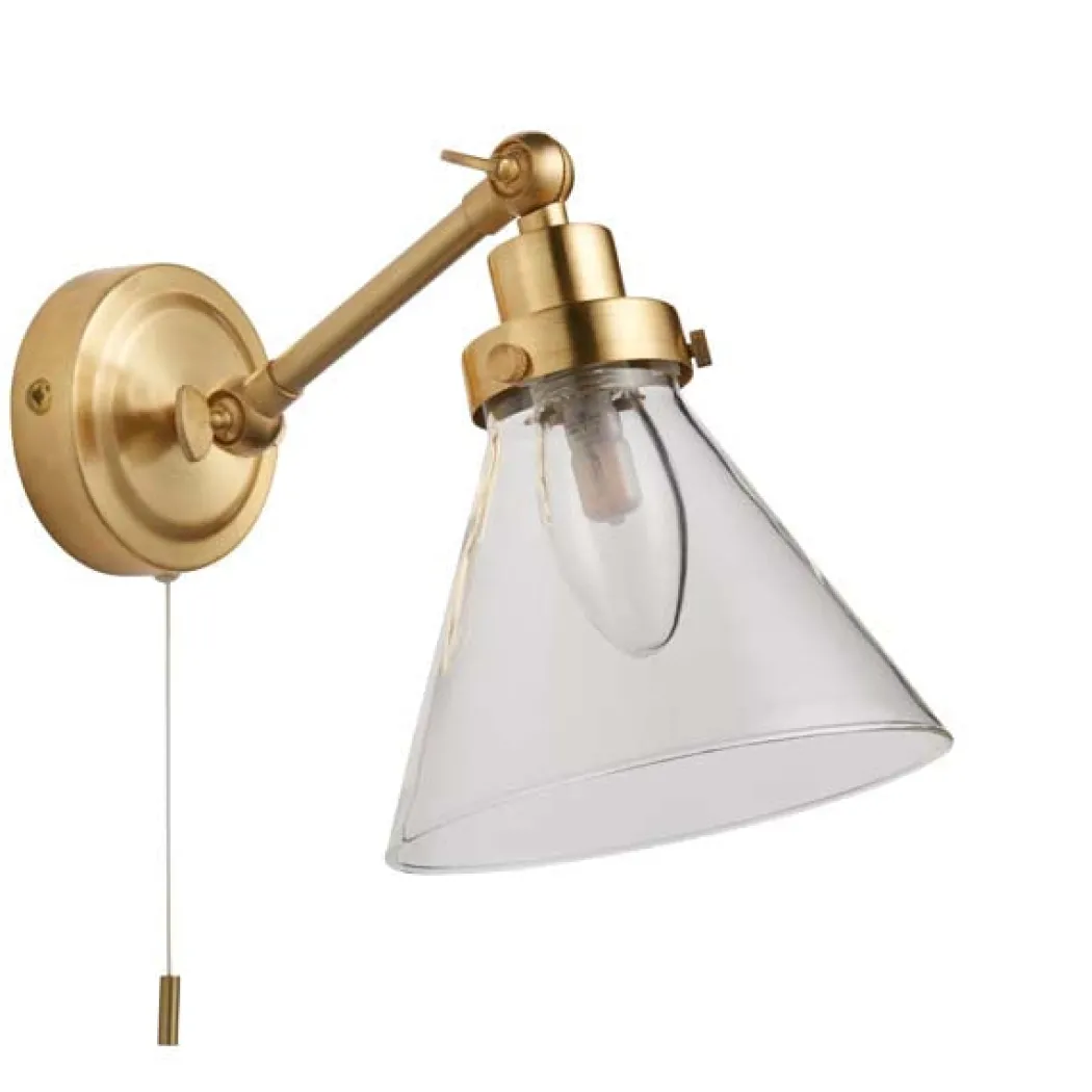 Faraday Satin Brass IP44 Wall Light