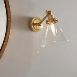 Faraday Satin Brass IP44 Wall Light