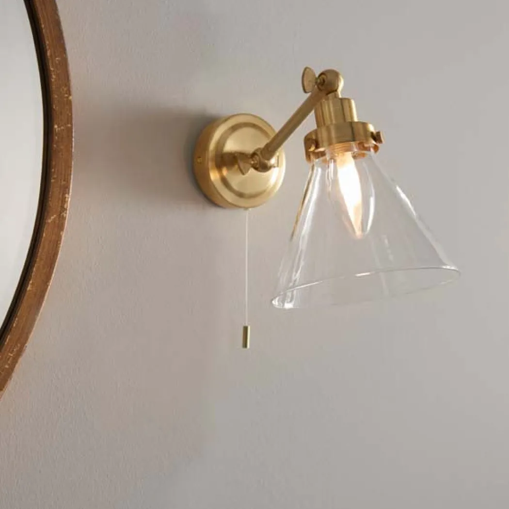 Faraday Satin Brass IP44 Wall Light