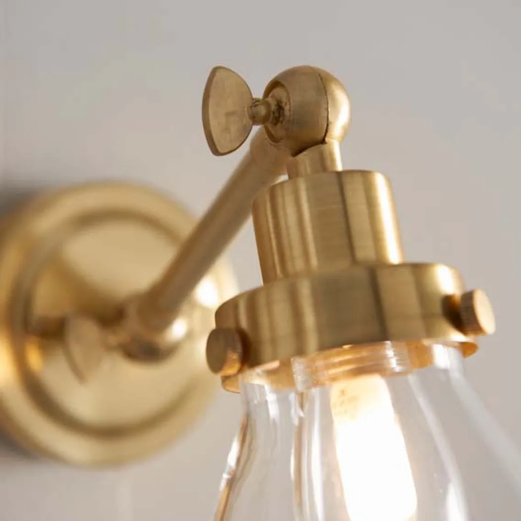 Faraday Satin Brass IP44 Wall Light