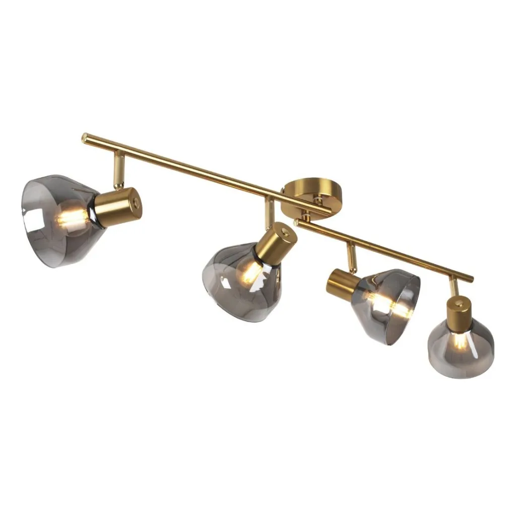 Fosco 4 Light Split Bar Brass Spot Ceiling Light