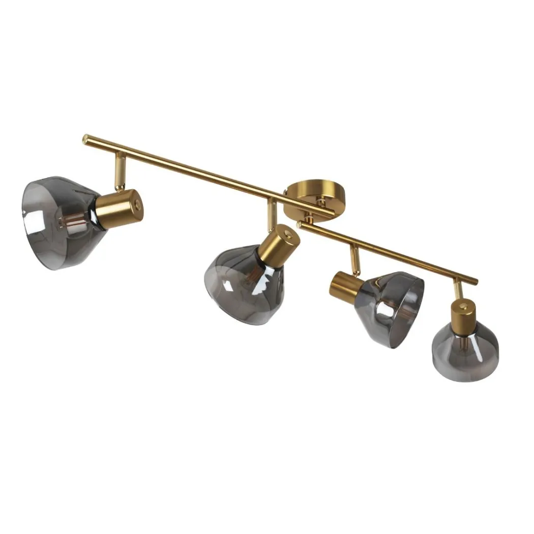 Fosco 4 Light Split Bar Brass Spot Ceiling Light