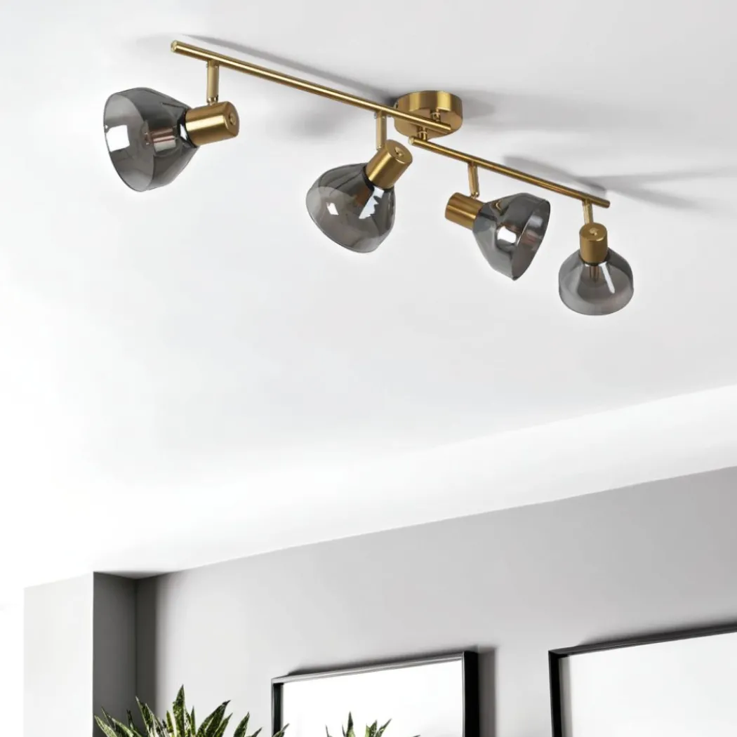 Fosco 4 Light Split Bar Brass Spot Ceiling Light