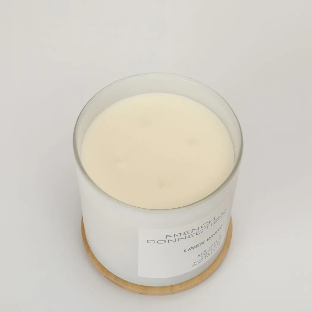French Connection 4 Wick Scented Candle Linen White