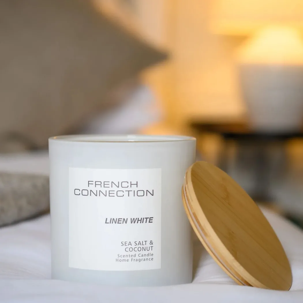 French Connection 4 Wick Scented Candle Linen White