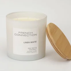 French Connection 4 Wick Scented Candle Linen White