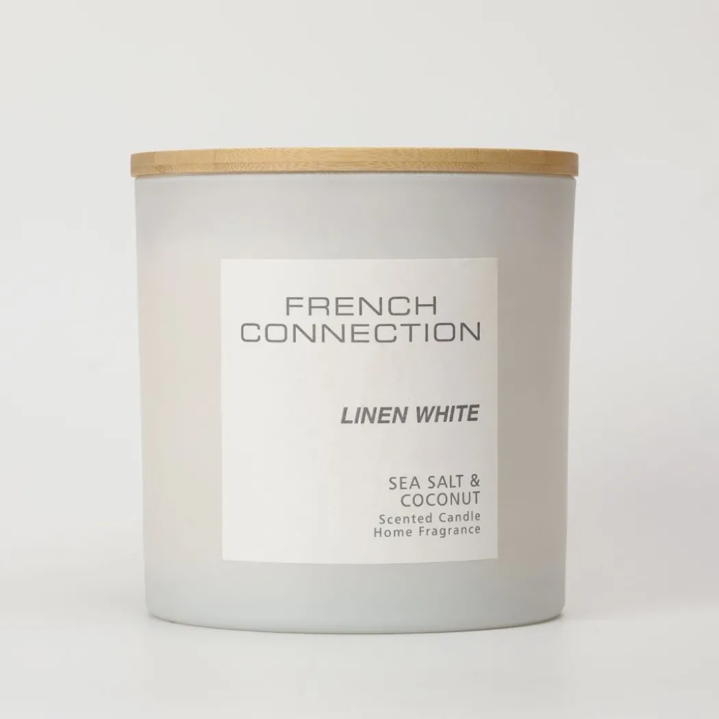 French Connection 4 Wick Scented Candle Linen White