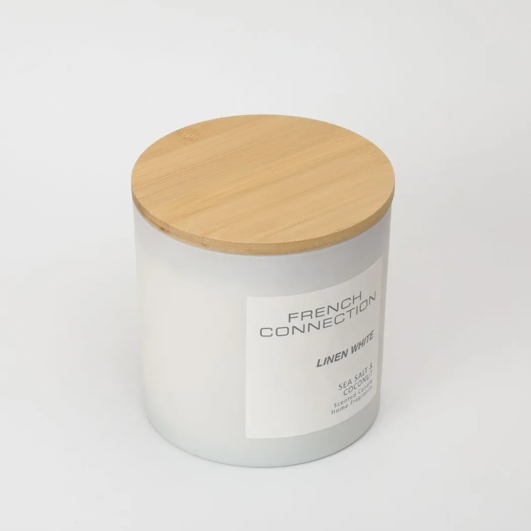 French Connection 4 Wick Scented Candle Linen White