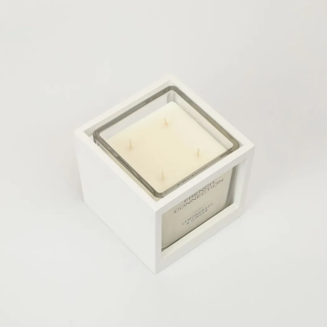 French Connection Large 4 Wick Scented Candle Lemongrass & Ginger