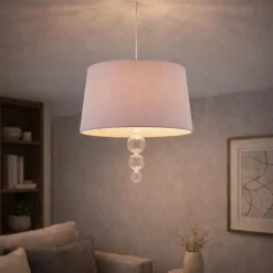 Freya Ribbed Glass & Grey Ceiling Pendant