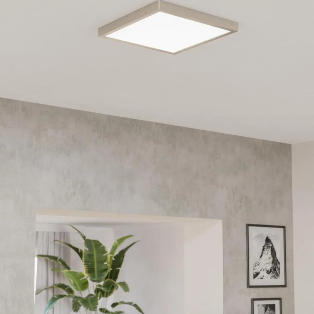 Fueva 6 Brushed Nickel LED Square Flush Ceiling Light