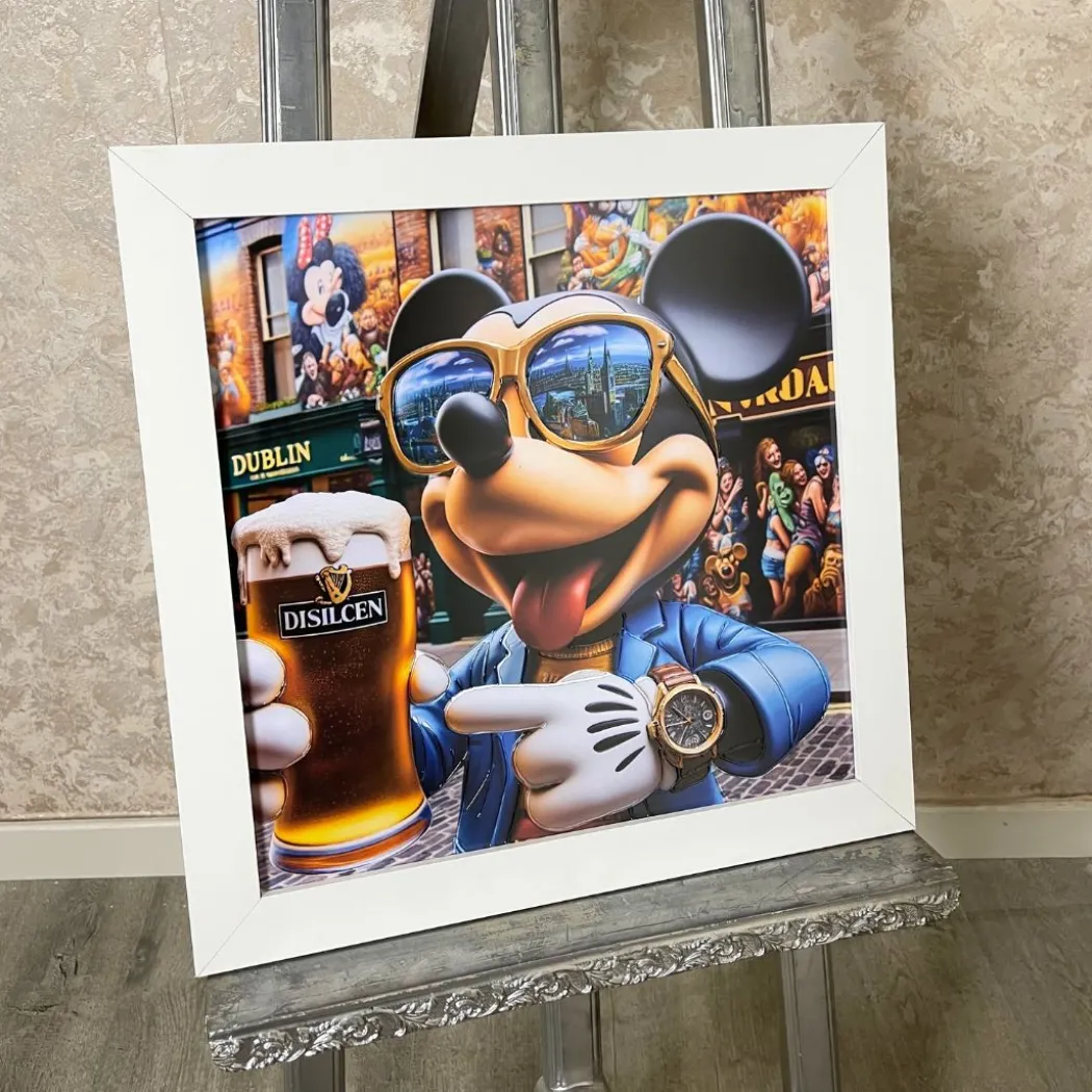 Funky Mickey Mouse Artwork with White Frame