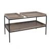 Gallery Wood Veneer and Black Metal Coffee Table