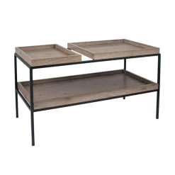 Gallery Wood Veneer and Black Metal Coffee Table