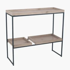 Gallery Wood Veneer and Black Metal 2 Shelf Unit