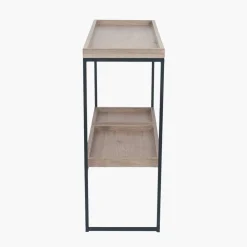 Gallery Wood Veneer and Black Metal 2 Shelf Unit