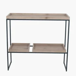 Gallery Wood Veneer and Black Metal 2 Shelf Unit