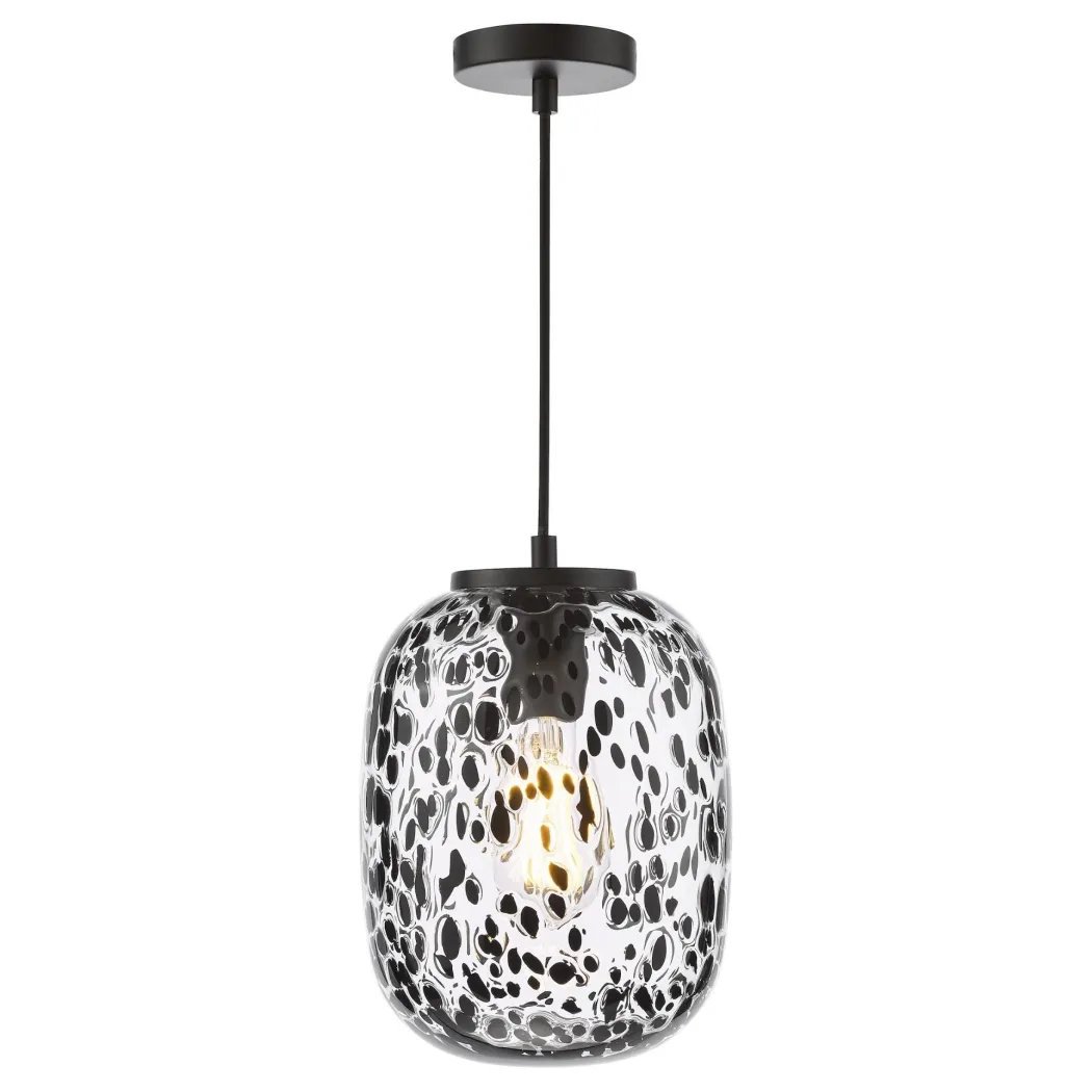 Gethin Matte Black & Confetti Glass Pendant Ceiling Light