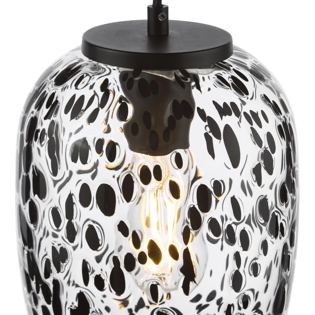 Gethin Matte Black & Confetti Glass Pendant Ceiling Light