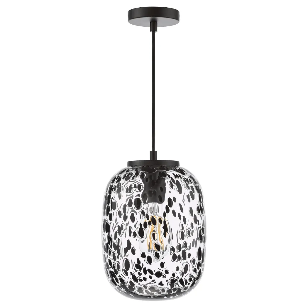 Gethin Matte Black & Confetti Glass Pendant Ceiling Light