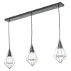 Gianni Matt Black and Polished Chrome 3 Light Ceiling Bar