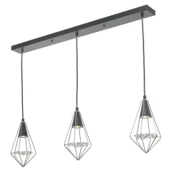 Gianni Matt Black and Polished Chrome 3 Light Ceiling Bar
