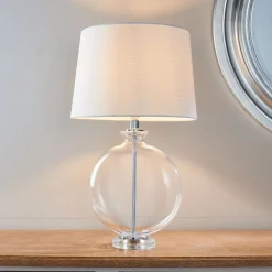 Gideon White & Clear Glass Table Lamp