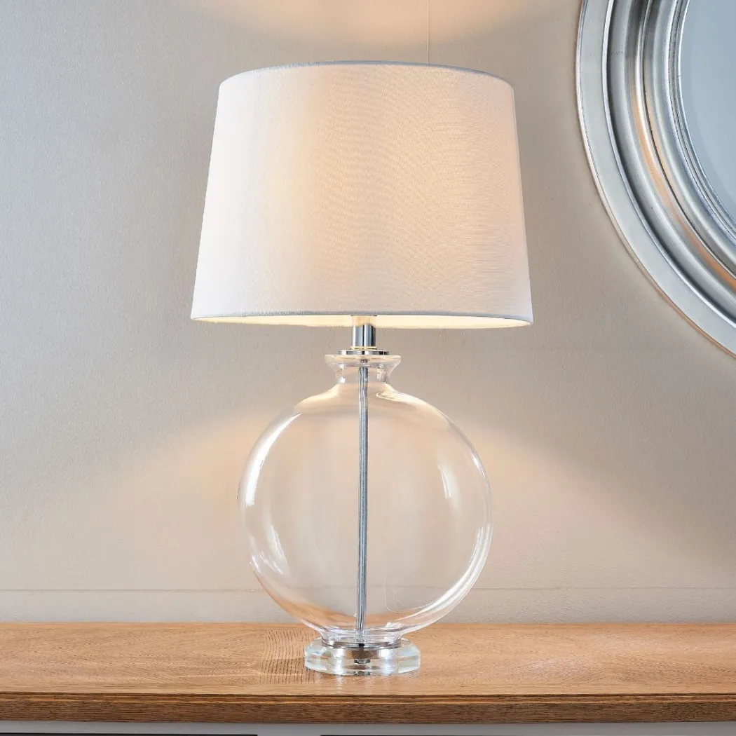 Gideon White & Clear Glass Table Lamp