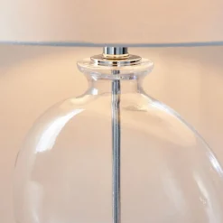 Gideon White & Clear Glass Table Lamp
