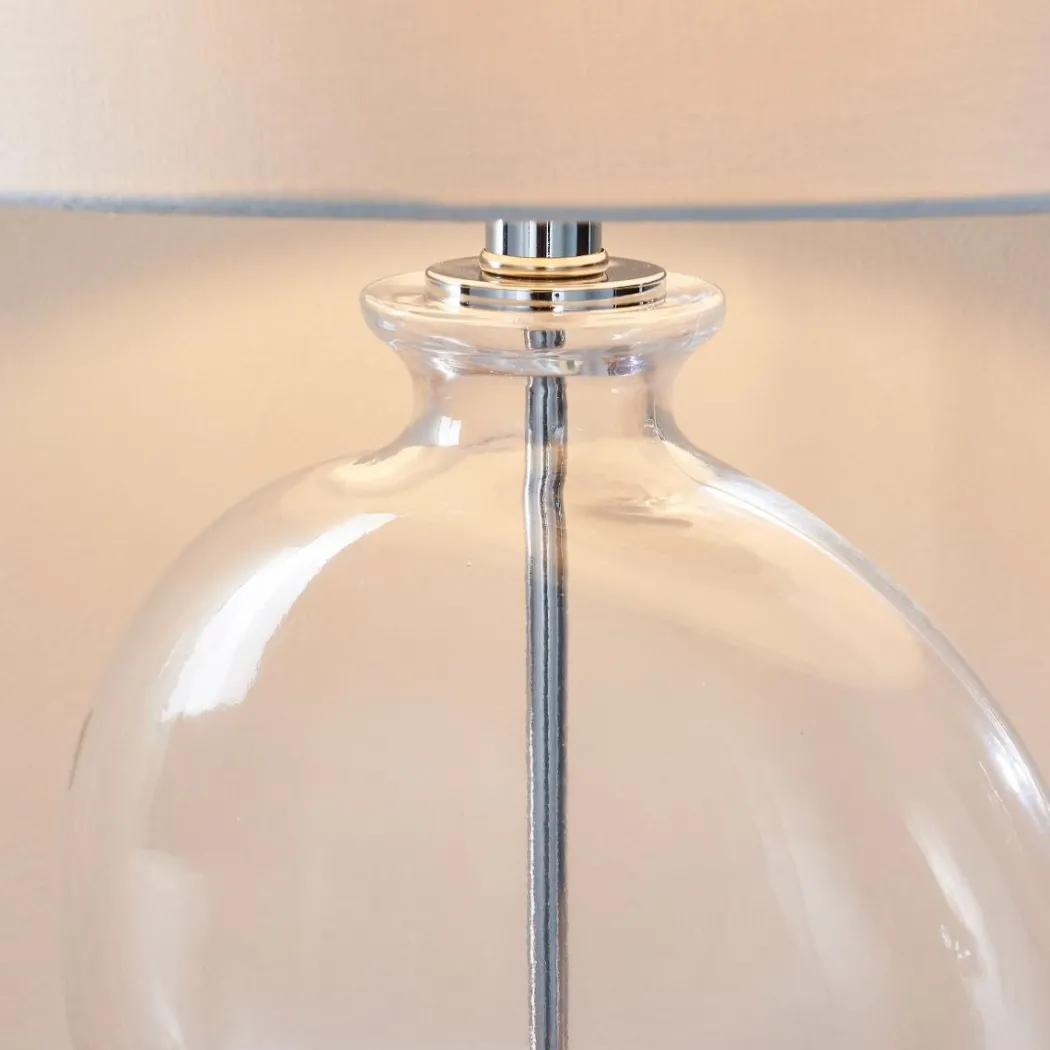 Gideon White & Clear Glass Table Lamp