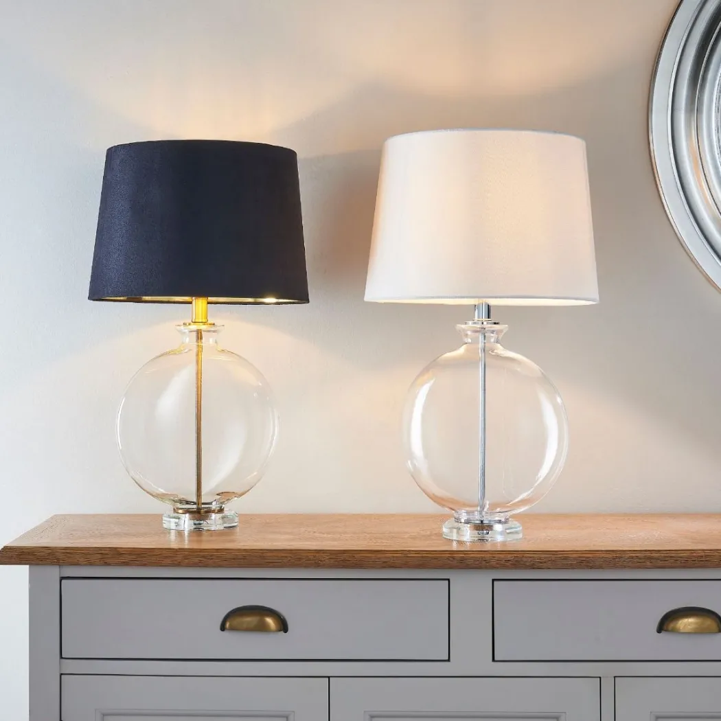 Gideon White & Clear Glass Table Lamp
