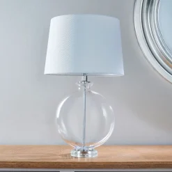 Gideon White & Clear Glass Table Lamp