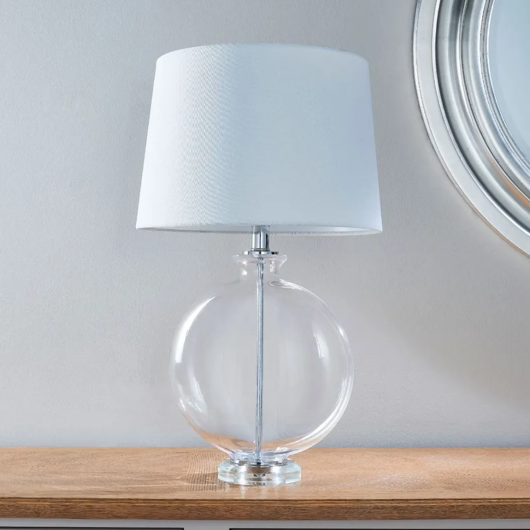 Gideon White & Clear Glass Table Lamp