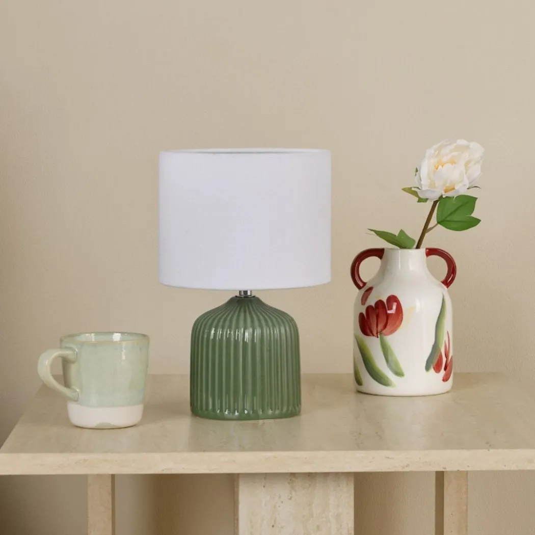 Gigi Twin Pack Ceramic Green Table Lamps