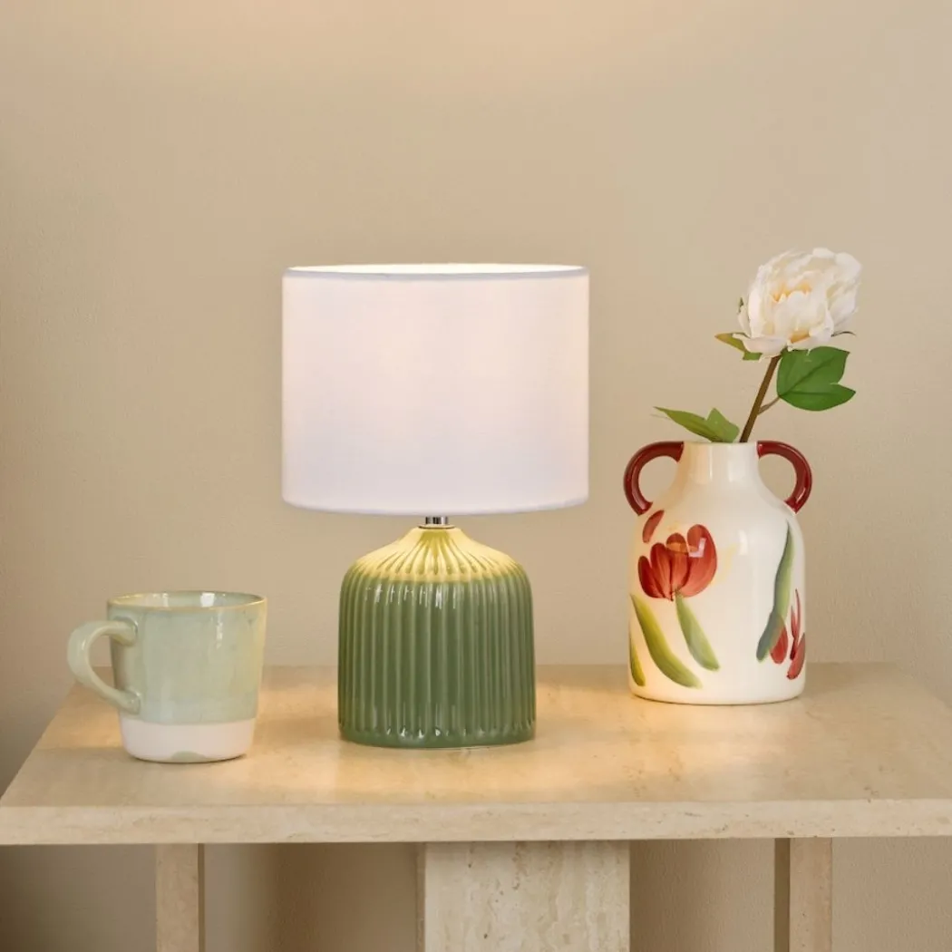 Gigi Twin Pack Ceramic Green Table Lamps