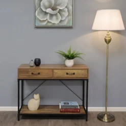 Giona Antique Brass & White Floor Lamp