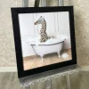 Giraffe in the Tub Wall Art with Black Frame