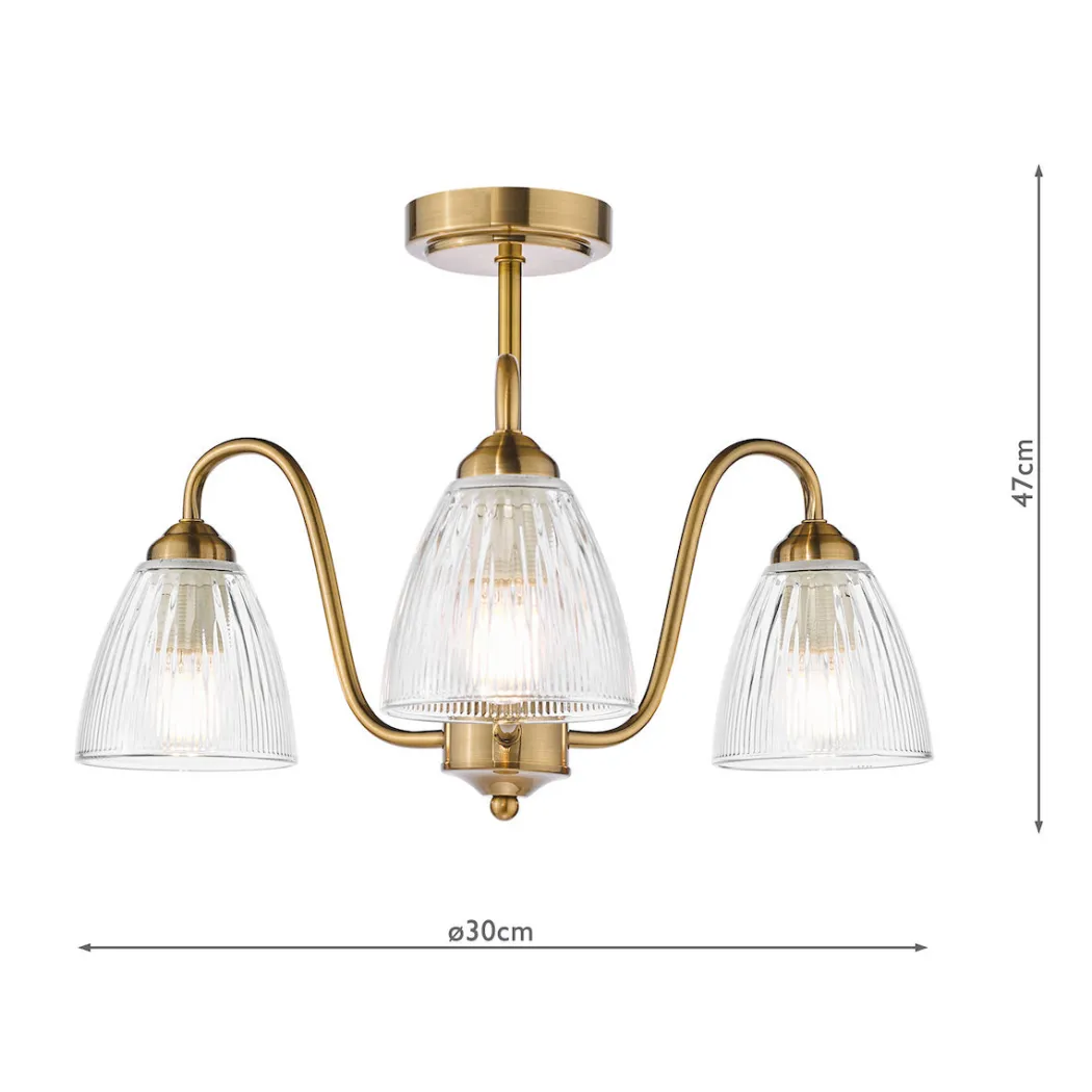Glynis 3-Light Antique Bronze Semi-Flush Ceiling Light