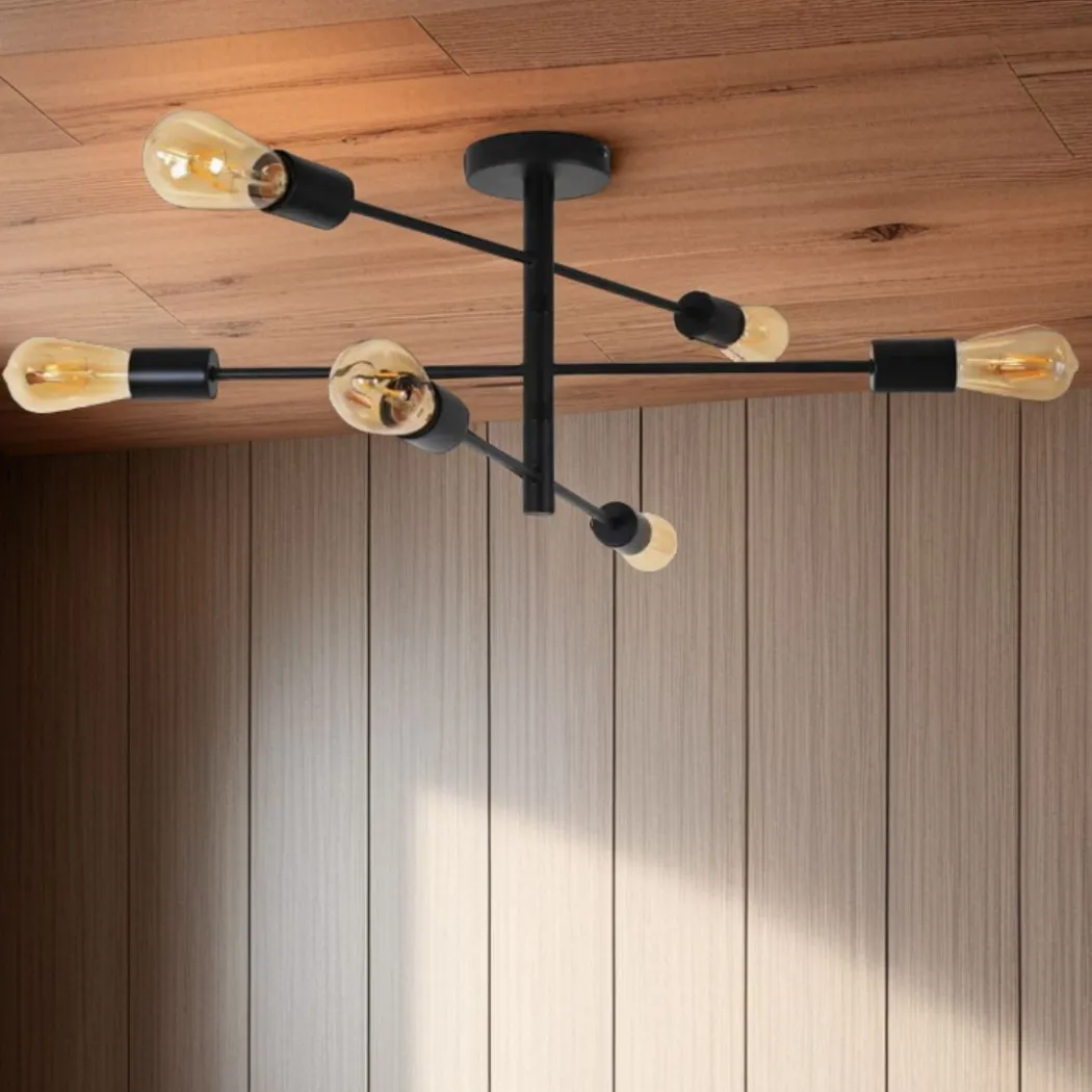 Gosto 6 Light Semi Flush Ceiling Light Black