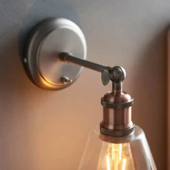 Hal 1 Light Copper & Glass Wall Light