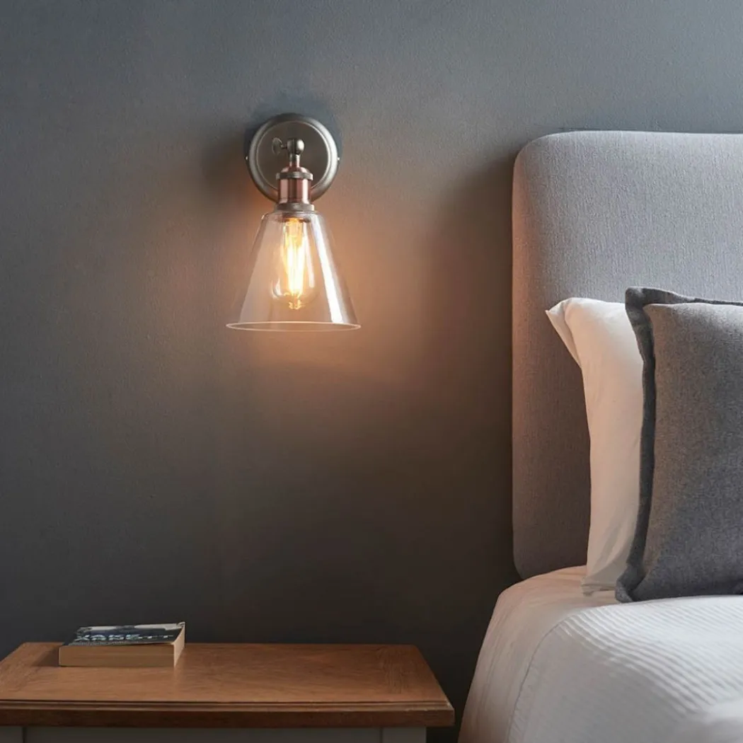 Hal 1 Light Copper & Glass Wall Light