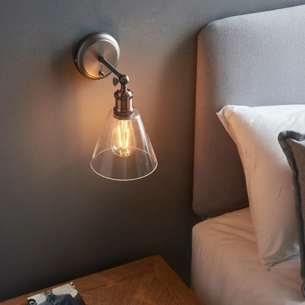 Hal 1 Light Copper & Glass Wall Light