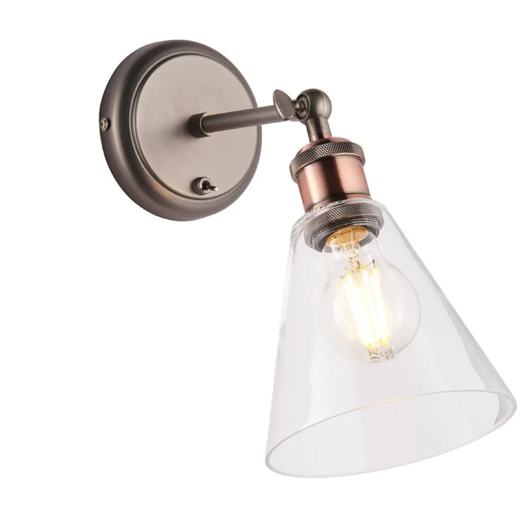 Hal 1 Light Copper & Glass Wall Light