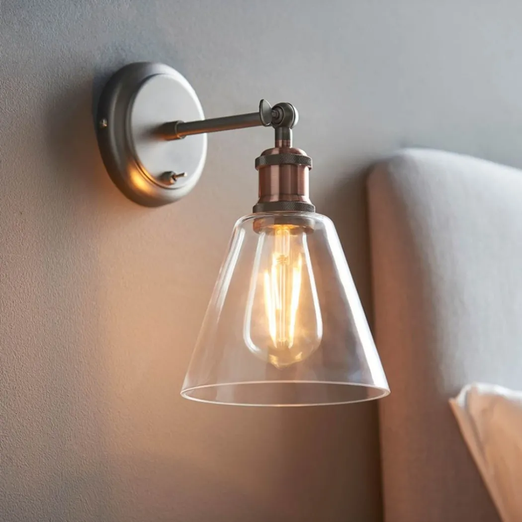 Hal 1 Light Copper & Glass Wall Light