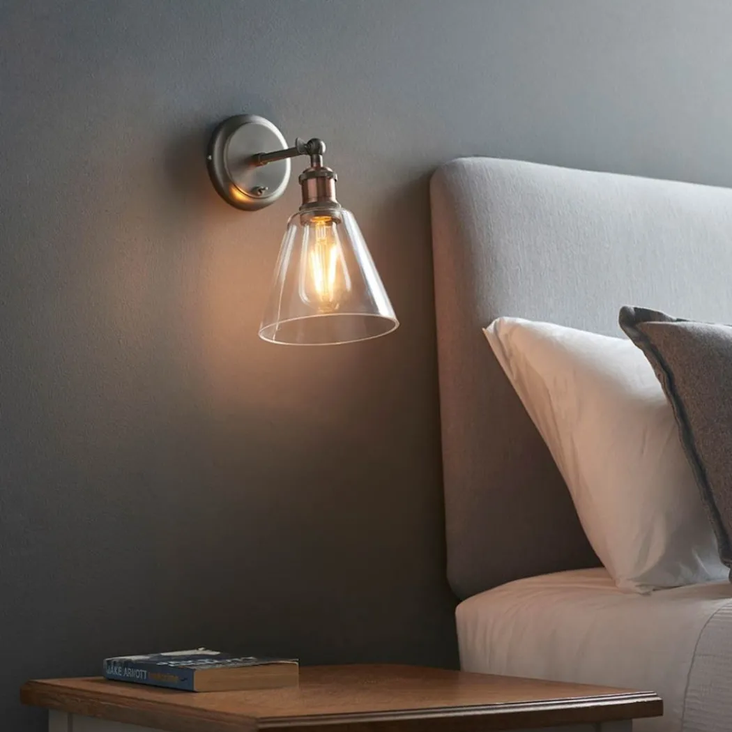 Hal 1 Light Copper & Glass Wall Light