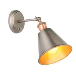 Hal 1 Light Pewter & Copper Wall Light